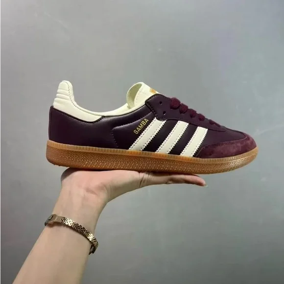 Adidas Samba OG Sneakers – Maroon / Cream White / Gum Sole (Women’s 7.5) - Picture 3 of 7